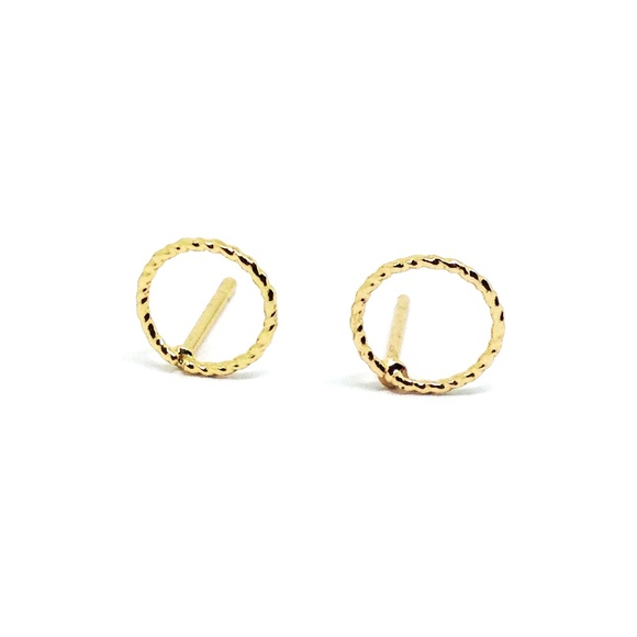 Earrings Circle Twist Studs Gold - Picture 2 of 4